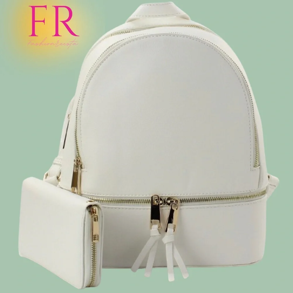 Chic Faux Leather Backpack + Wallet Set